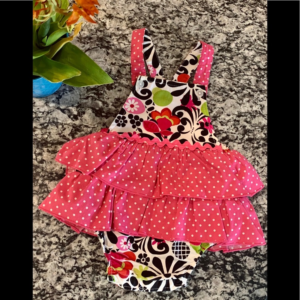 BEARY BASICS USA MADE POLKADOT FLORAL ROMPER SKIRT